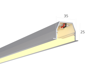 Линейный светильник HOKASU 35/25 IN noPS (Anod/2000mm/LT70 — 3K/44W)