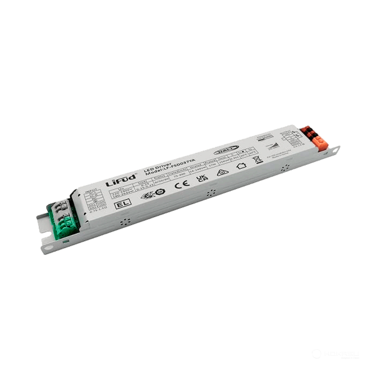 37-ваттный неизолированный драйвер постоянного тока для светодиодов, обеспечивающий постоянную выходную мощность 37 Вт. Он поддерживает диммирование с помощью системы DALI или кнопочного выключателя (PUSH), а также диммирование для коридоров. Номинальное входное напряжение составляет от 220 до 240 В переменного тока, выходное напряжение - от 54 до 240 В постоянного тока, а выходной ток - от 75 до 400 мА. Он подходит для светильников класса I, включая линейное освещение, светильники "три-proof" и другие.