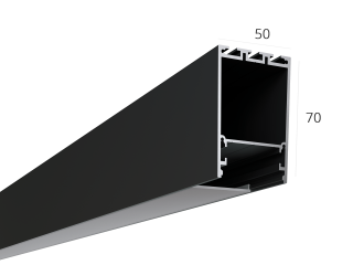 Aluminium LED profile LINE 5070 ral9005 LT70 (diffuser in kit) — 2000mm