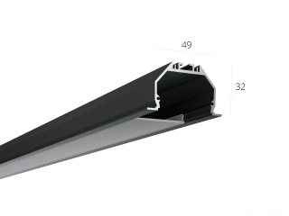 Aluminium LED profile LINE 4932 IN ral9005 LT70 (diffuser in kit) — 2000mm