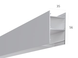 Dimensions 35x56mm.
Available: black, silver.
Gorgeous anodized aluminum profile for the manufacture of linear luminaires (suspended / overhead) with built-in power supply!