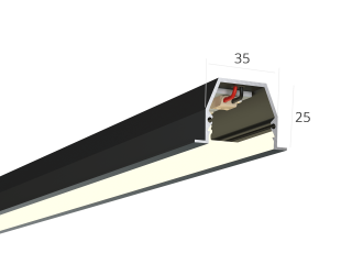 Linear lamp HOKASU 35/25 IN noPS (RAL9005/500mm/LT70 — 4K/11W)