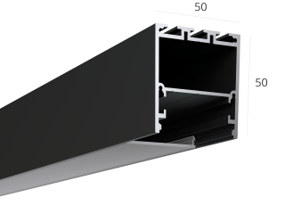 Aluminium LED profile LINE 5050 ral9005 LT70 (diffuser in kit) — 2000mm