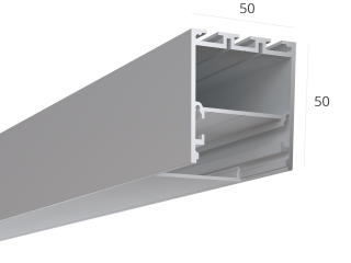 Dimensions 50x50mm.
<strong>From 2 to 3 meters! Black / white / silver.</strong>
Suspended / surface-mounted aluminum profile for the manufacture of linear lighting systems. The profile has a compartment (46x22mm) for installing a power source.