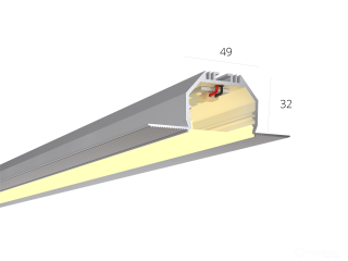 Линейный светильник HOKASU 49/32 edgeless (Anod/2000mm/LT70 — 3K/42W)
