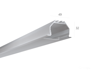 Dimensions 49(63)x35mm.
<strong>From 2 to 3 meters! White / silver / black.</strong>
Aluminum profile for manufacturing recessed linear luminaires.