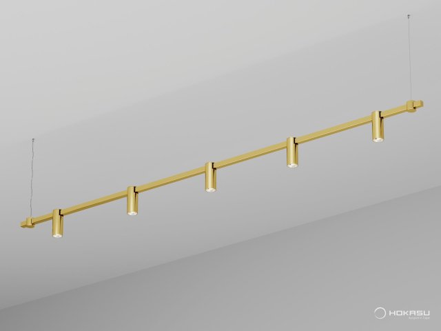 Pendant lamp HOKASU PL9 (GOLD/2500mm – D55/140mm/3K/50W/38deg)