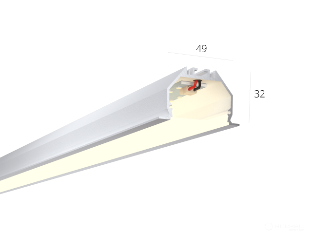 Linear lamp HOKASU 49/32 IN noPS (RAL9003/2000mm/LT70 — 4K/44W)