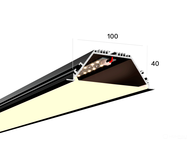 Linear lamp HOKASU 100/40 IN noPS (RAL9005/2500mm/LT70 — 3K/55W)