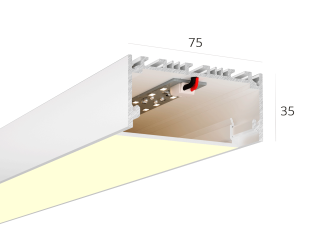 Linear lamp HOKASU 75/35 (RAL9003/2500mm/LT70 — 3K/55W)