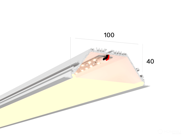 Linear lamp HOKASU 100/40 IN noPS (RAL9003/2500mm/LT70 — 3K/55W)