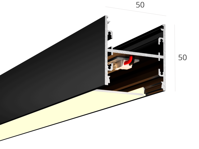 Linear lamp HOKASU S50 U&D noPS (RAL9005/2500mm/LT70 — 3K/55W)