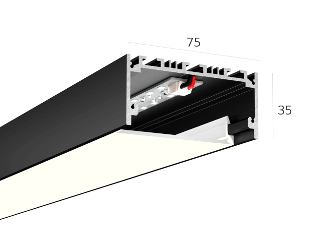 Linear lamp HOKASU 75/35 noPS (RAL9005/1250mm/LT70 — 4K/28W)