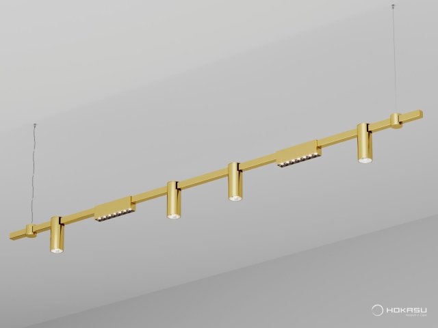 Pendant lamp HOKASU PL10 (GOLD/2000mm – 190mm/40deg – D55/140mm – 4K/37W)