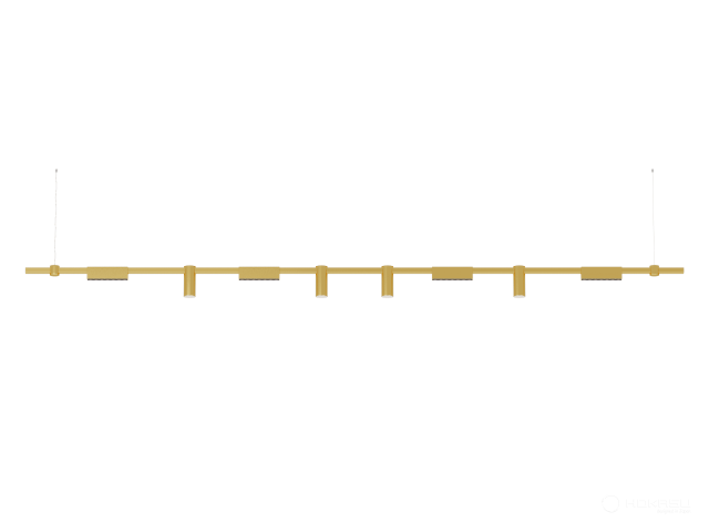 Pendant lamp HOKASU PL10 (GOLD/3000mm – 190mm/45deg – D55/140mm – 3K/54W)