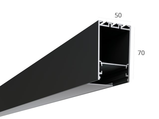 Profile HOKASU 50/70 ral9005 LT70 (diffuser in kit) — 3000mm