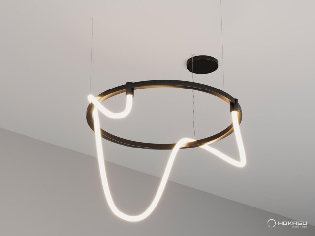 Pendant lamp HOKASU PL8 (RAL9005/830mm — 3K/66W/3000mm)
