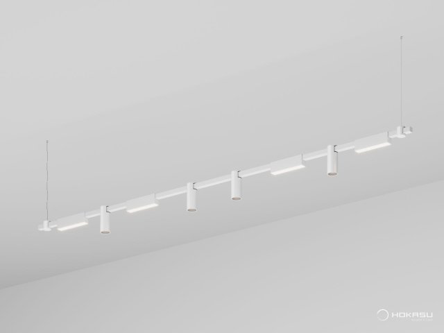 Pendant lamp HOKASU PL10 (RAL9003/2500mm – 200mm/LT70/120deg – D55/140mm – 4K/64W)