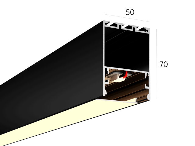 Linear lamp HOKASU 50/70 noPS (RAL9005/2000mm/LT70 — 3K/44W)