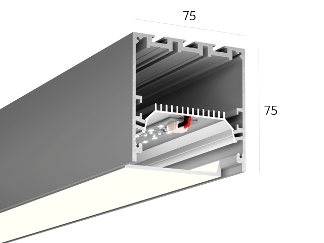 Linear lamp HOKASU S75 noPS (Anod/1250mm/LT70 — 4K/28W)