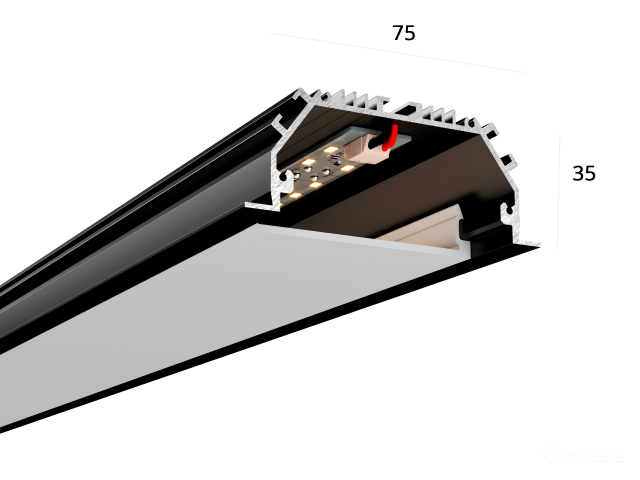 Linear lamp HOKASU 75/35 IN (RAL9005/2000mm/LT70 — 3K/44W)