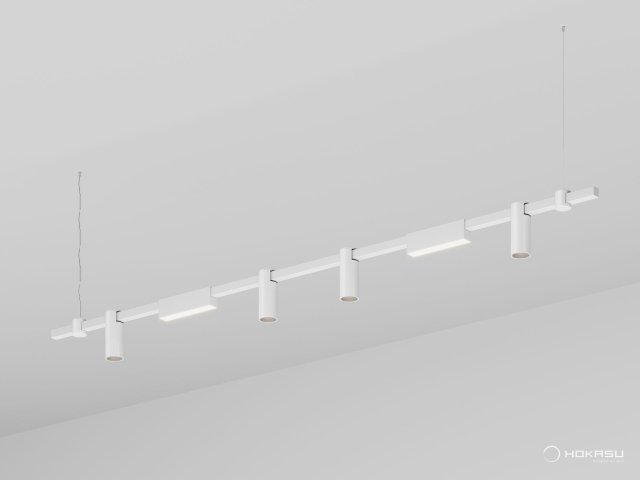Pendant lamp HOKASU PL10 (RAL9003/2000mm – 200mm/LT70/120deg – D55/140mm – 3K/52W)