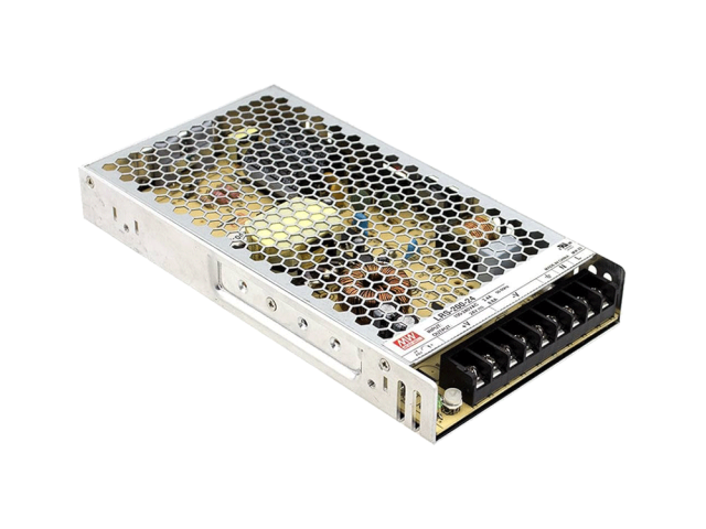 The MeanWell 24V 200W power supply (LRS-200-24) comes with a 3-year warranty.