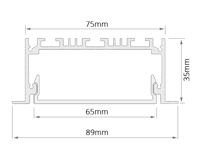 Linear lamp HOKASU 75/35 IN (RAL9003/2500mm/LT70 — 3K/55W)