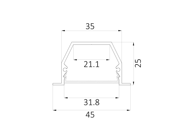 Linear lamp LINE 3525 IN (RAL9003/500mm/LT70 — 3K/7W)