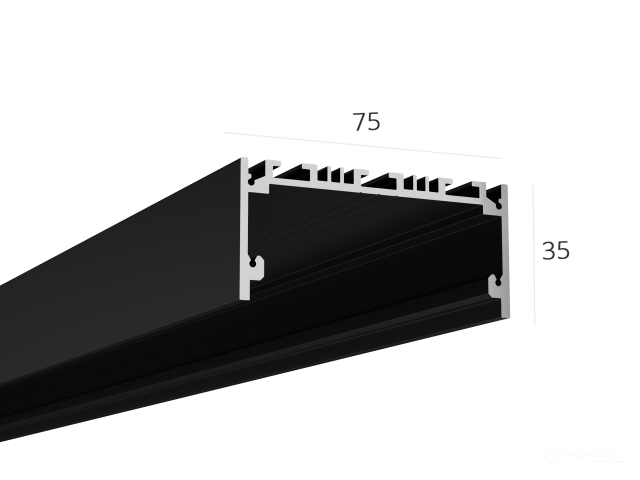 Profile HOKASU 75/35 ral9005 (diffuser is not included) — 6000mm