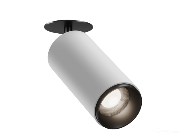 Recessed lamp HOKASU Tube IN Zoom (RAL9003+B/D75/120mm — 5K/20W/12-50deg)