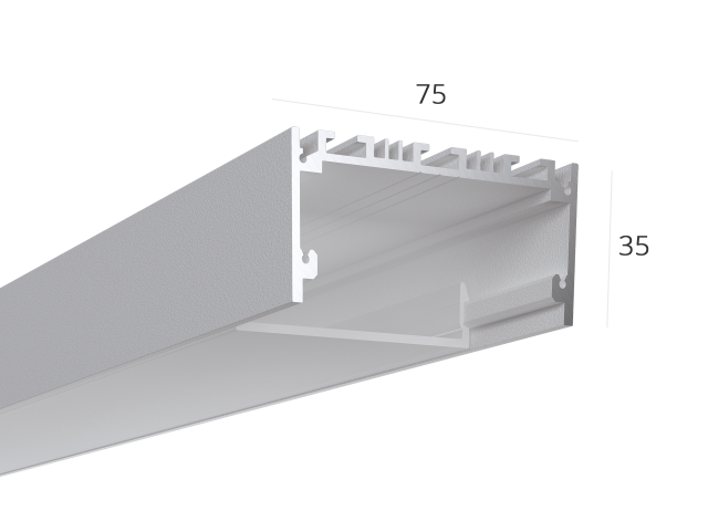 Profile HOKASU 75/35 ral9003 LT70 (diffuser in kit) — 2500mm