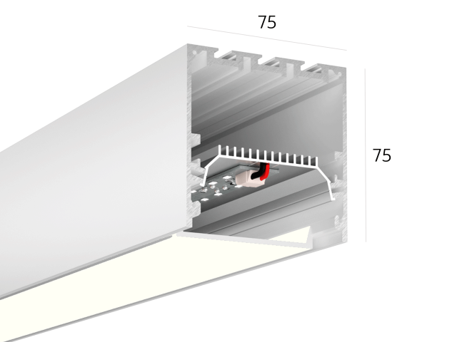 Linear lamp HOKASU S75 noPS (RAL9003/2000mm/LT70 — 4K/44W)
