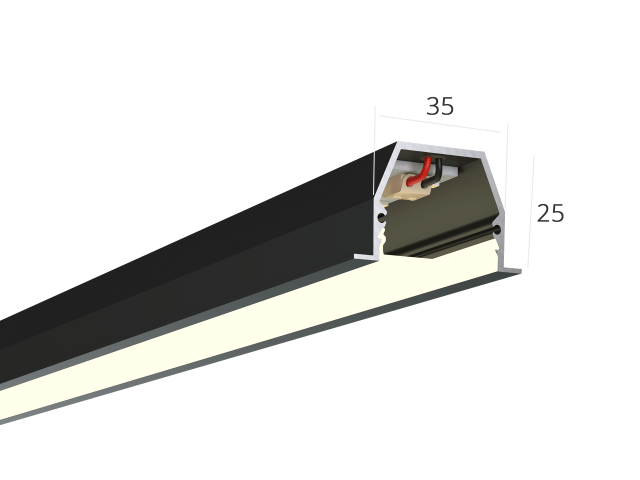 Linear lamp HOKASU 35/25 IN noPS (RAL9005/750mm/LT70 — 4K/17W)