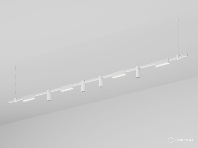 Pendant lamp HOKASU PL10 (RAL9003/3000mm – 200mm/LT70/120deg – D55/140mm – 4K/64W)
