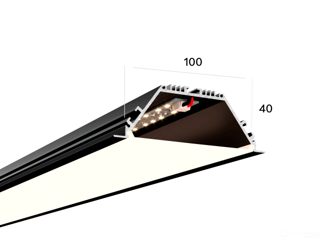 Linear lamp HOKASU 100/40 IN noPS (RAL9005/2500mm/LT70 — 4K/55W)