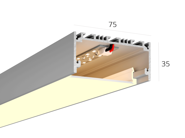 Linear lamp HOKASU 75/35 noPS (Anod/3000mm/LT70 — 3K/66W)