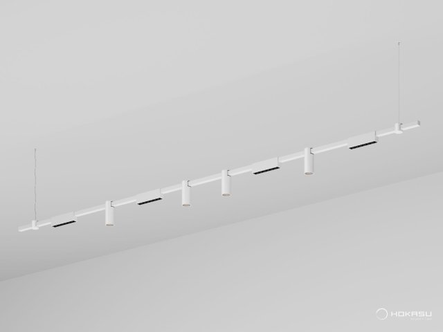 Pendant lamp HOKASU PL10 (RAL9003/3000mm – 190mm/40deg – D55/140mm – 3K/54W)