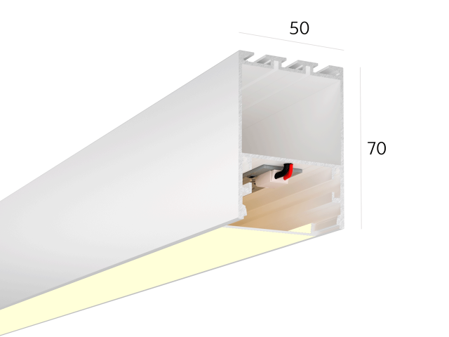 Linear lamp HOKASU 50/70 noPS (RAL9003/2000mm/LT70 — 3K/44W)