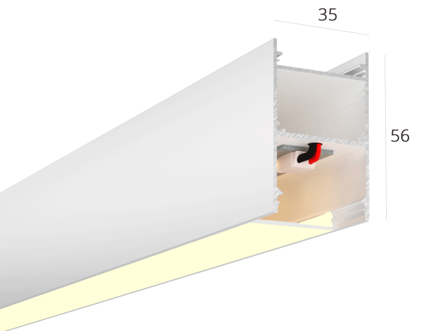 Linear lamp HOKASU 35/56 (RAL9003/2000mm/LT70 — 3K/44W)