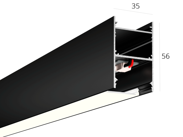 Linear lamp HOKASU 35/56 (RAL9005/2500mm/LT70 — 4K/55W)