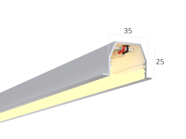 Linear lamp HOKASU 35/25 IN noPS (RAL9003/2500mm/LT70 — 3K/55W)