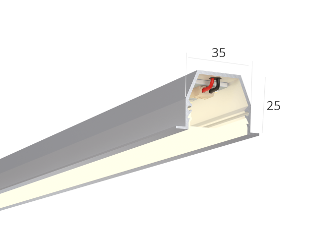 Linear lamp HOKASU 35/25 IN noPS (Anod/2000mm/LT70 — 4K/44W)