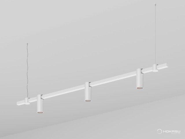 Pendant lamp HOKASU PL9 (RAL9003/1500mm – D55/140mm/3K/30W/38deg)