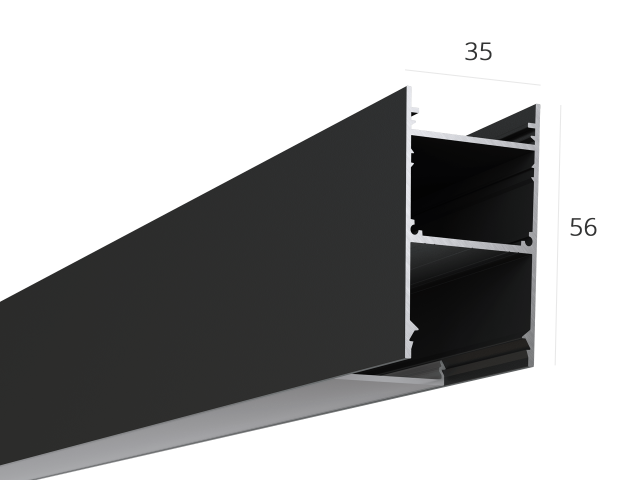 Profile HOKASU 35/56 ral9005 LT70 (diffuser in kit) — 3000mm