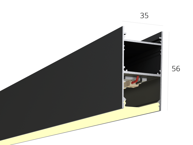 Linear lamp LINE 3556 (RAL9005/625mm/LT70 — 3K/9W)