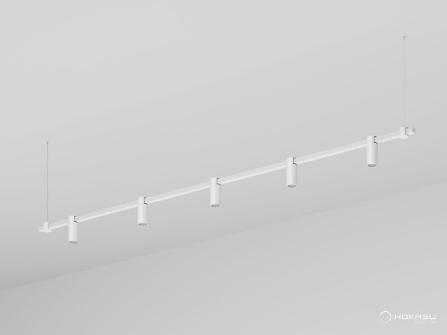 Pendant lamp HOKASU PL9 (RAL9003/2500mm – D55/140mm/3K/50W/38deg)