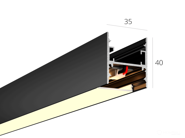 Linear lamp HOKASU 35/40 U&D (RAL9005/2500mm/LT70 — 3K/55W)