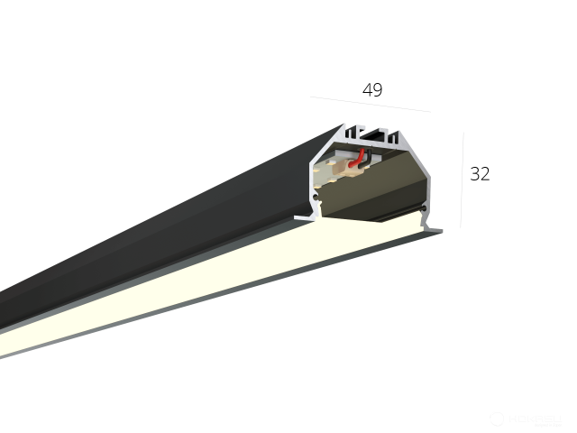 Linear lamp HOKASU 49/32 IN noPS (RAL9005/2000mm/LT70 — 4K/44W)