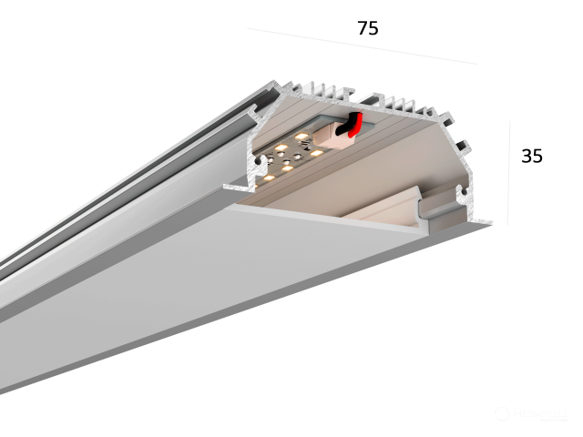 Linear lamp HOKASU 75/35 IN (Anod/2000mm/LT70 — 3K/44W)
